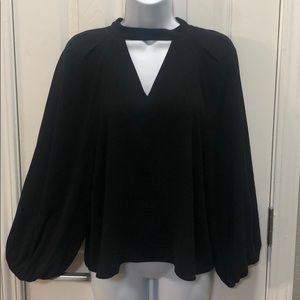 Leith black blouse with puffy arms